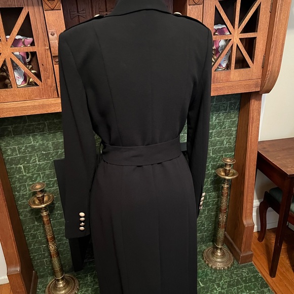 Misha CollectionMilitary Style Black Belted Coat with Gold Buttons-6 - Picture 3 of 9